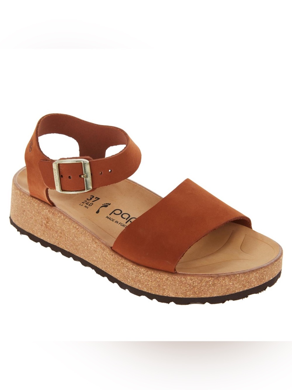 Papillio Rust Brown Ankle-Strap Cork Sandal